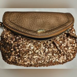 Juicy Couture Champagne/Bronze Sequin Clutch/Wristlet NWOT